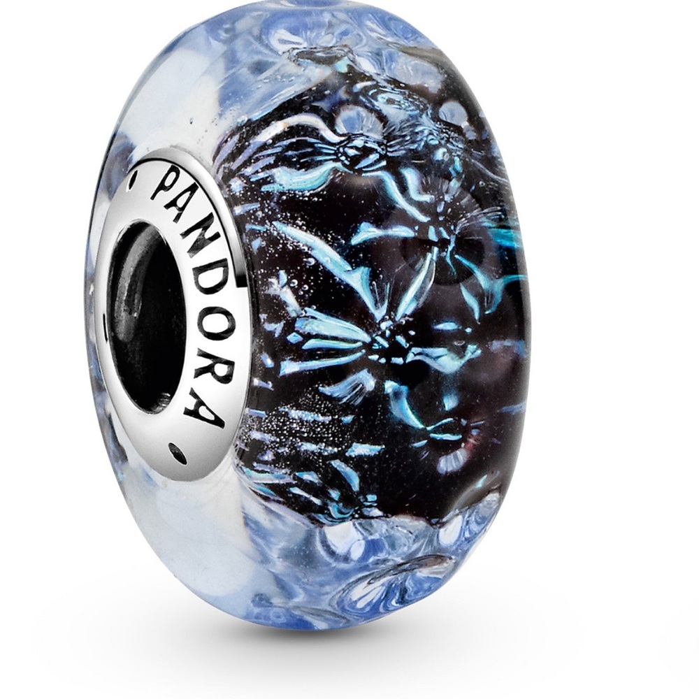 Pandora Blue Wave Murano Glass Charm with Blue and silver